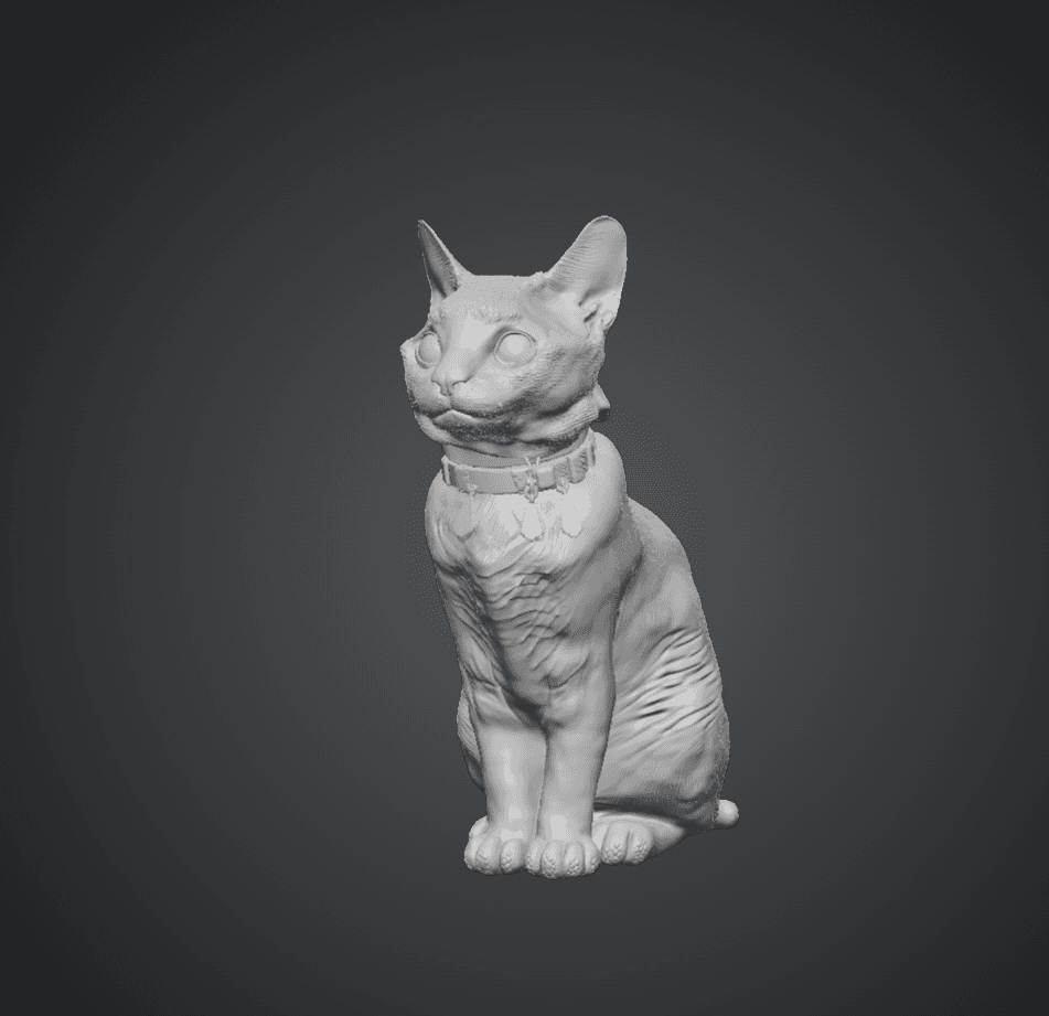 Untextured 3D mesh of Morty's cat prepared for printing