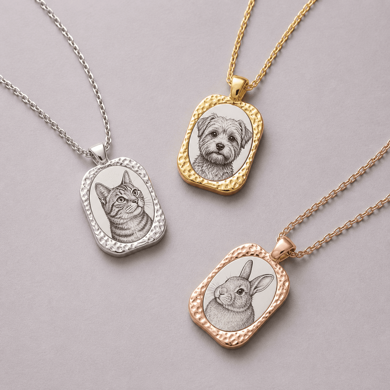 Personalized Pet Portrait Pendant Necklace — view 1