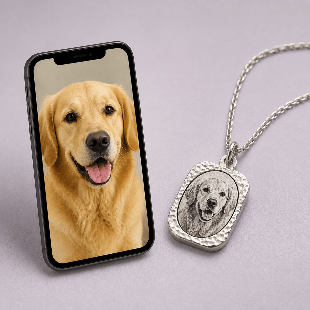 Personalized Pet Portrait Pendant Necklace — view 3