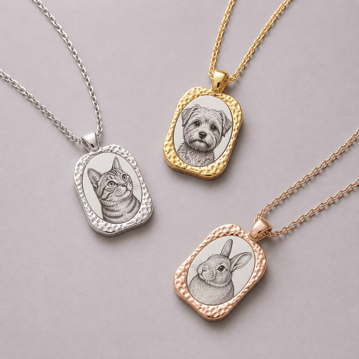 Personalized Pet Portrait Pendant Necklace — view 1